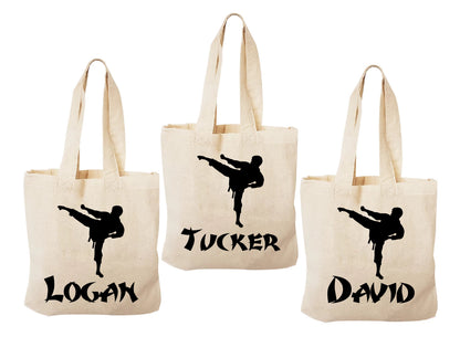 Custom Karate Party Favor Bags - Perfect for Karate Themed Parties and Events - Set of Three Bags Personalized with Names