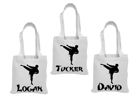 Custom Karate Party Favor Bags - Perfect for Karate Themed Parties and Events - Set of Three Bags Personalized with Names