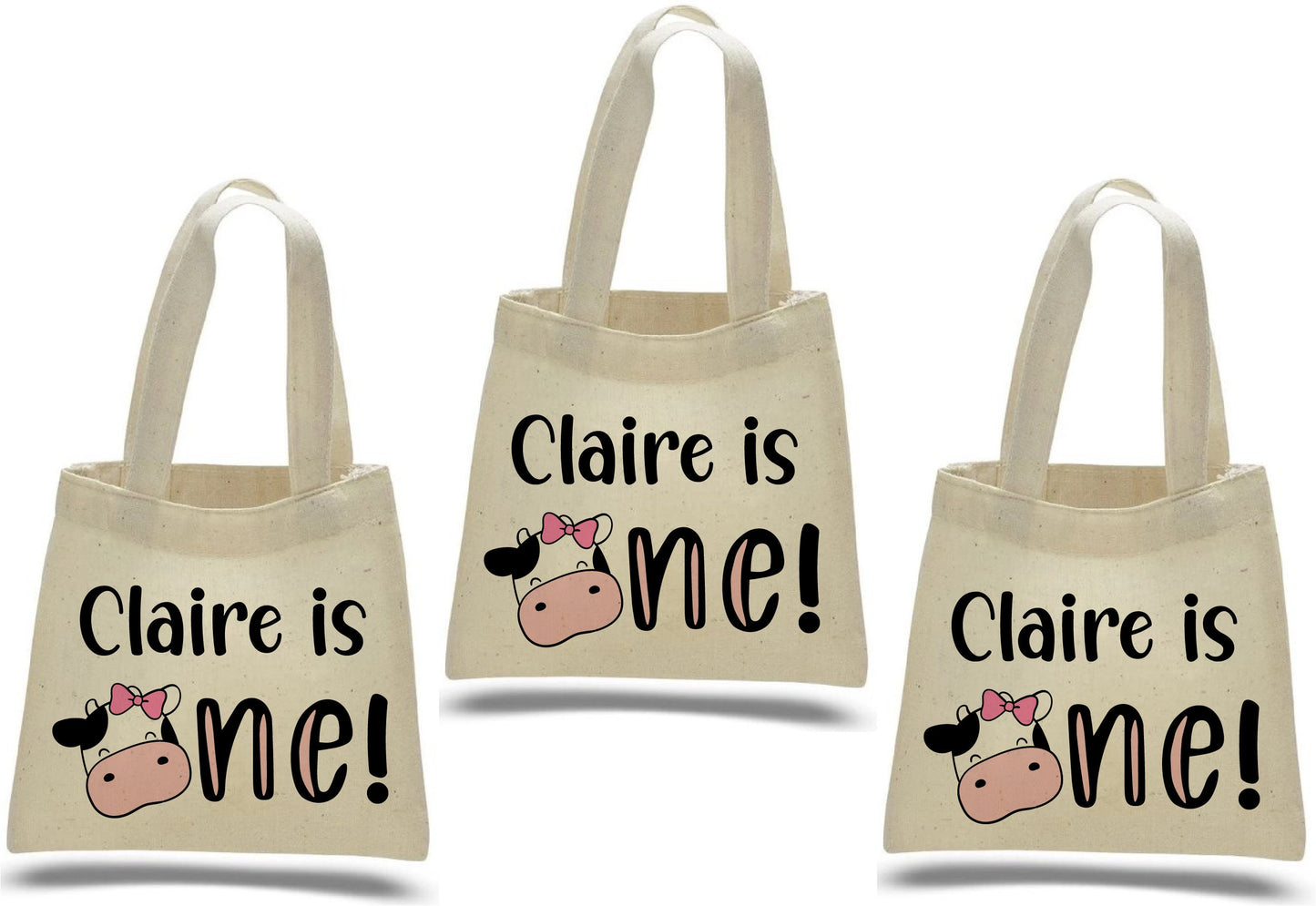 Cow Party Favor Bags - 1st Birthday - Set of Three Bags