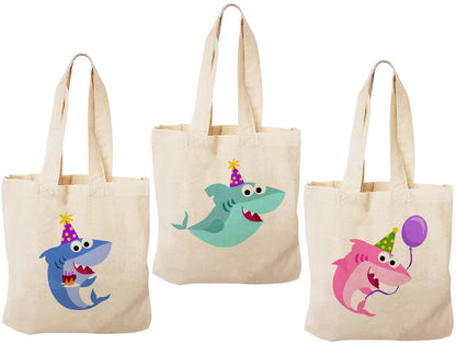 Shark Party Favor Bags - Set of 3, Colorful Shark Theme