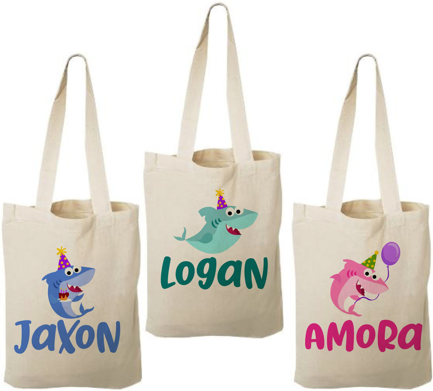 Custom Shark Party Favor Bags - Set of Three