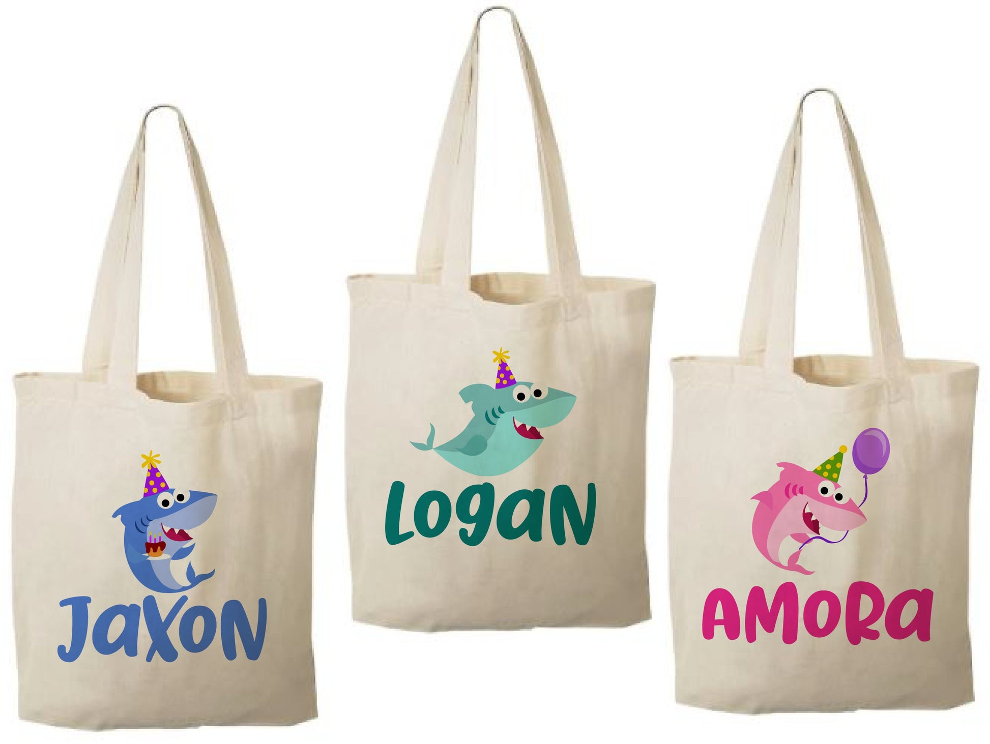 Custom Shark Party Favor Bags - Set of Three