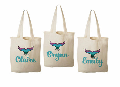 Custom Mermaid Party Favor Bags - Perfect for Mermaid and Under the Sea Parties & Events - Set of Three Bags with Guest's Names
