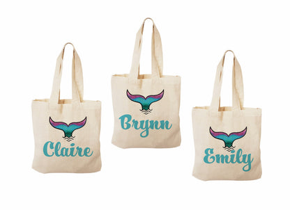 Custom Mermaid Party Favor Bags - Perfect for Mermaid and Under the Sea Parties & Events - Set of Three Bags with Guest's Names