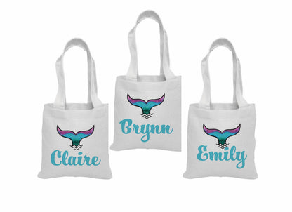 Custom Mermaid Party Favor Bags - Perfect for Mermaid and Under the Sea Parties & Events - Set of Three Bags with Guest's Names