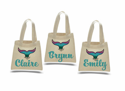 Custom Mermaid Party Favor Bags - Perfect for Mermaid and Under the Sea Parties & Events - Set of Three Bags with Guest's Names