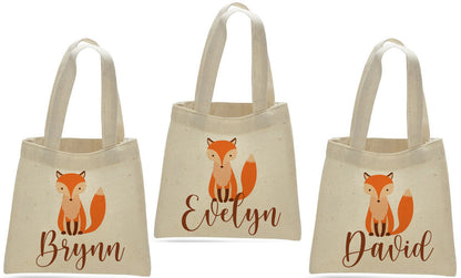 Fox Party Favor Bags, Set of 3, Cotton Goodie Bags