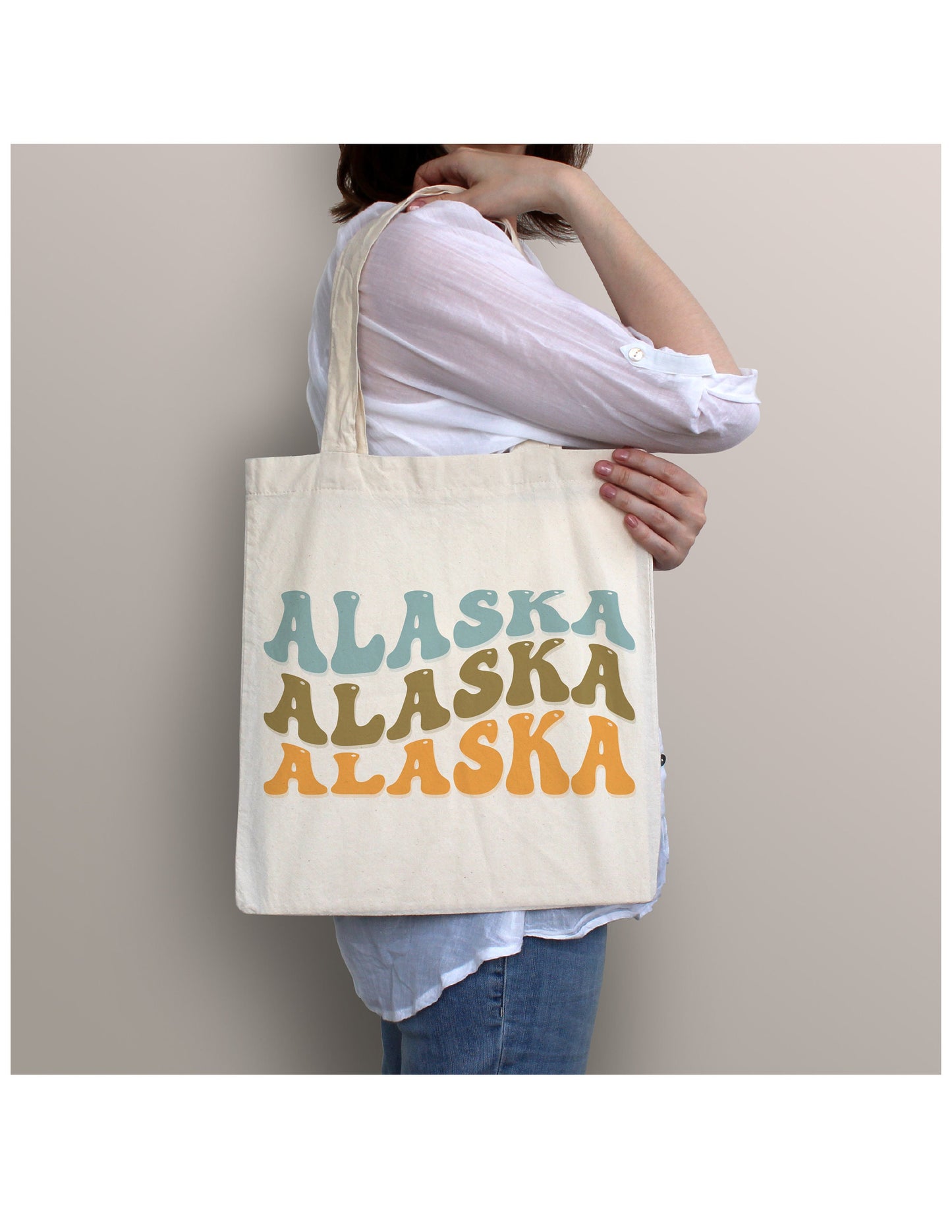 Alaska Retro Graphic Tote Bag, Eco-Friendly Cotton