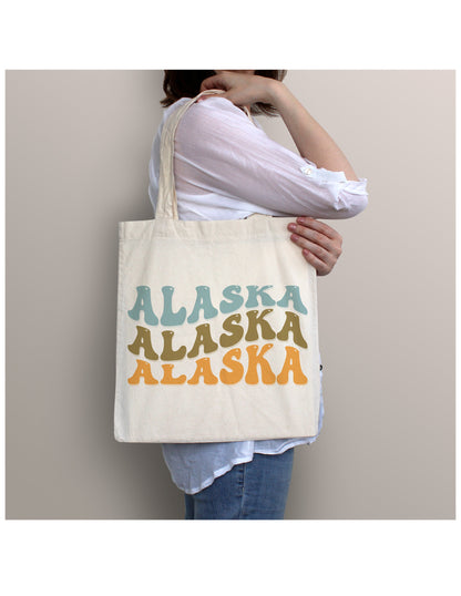 Alaska Retro Graphic Tote Bag, Eco-Friendly Cotton