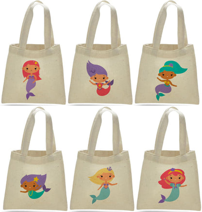 Mermaid Party Favor Bags - Perfect for Mermaid and Under the Sea Parties and Events - Set of Six Bags
