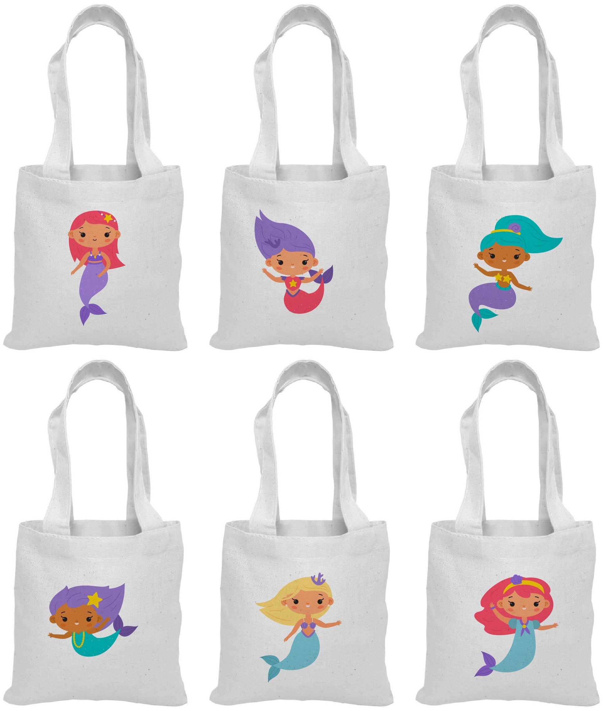 Mermaid Party Favor Bags - Perfect for Mermaid and Under the Sea Parties and Events - Set of Six Bags