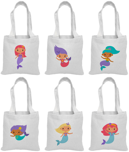 Mermaid Party Favor Bags - Perfect for Mermaid and Under the Sea Parties and Events - Set of Six Bags