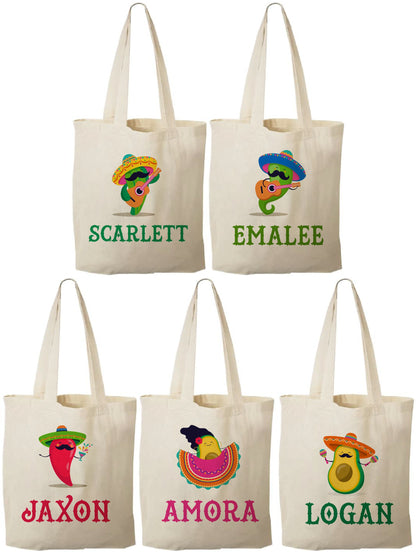Personalized Fiesta Party Favor Bags - Set of Five Bags