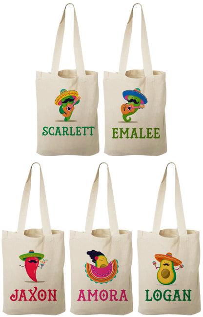 Personalized Fiesta Party Favor Bags - Set of Five Bags