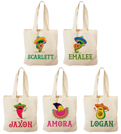 Personalized Fiesta Party Favor Bags - Set of Five Bags