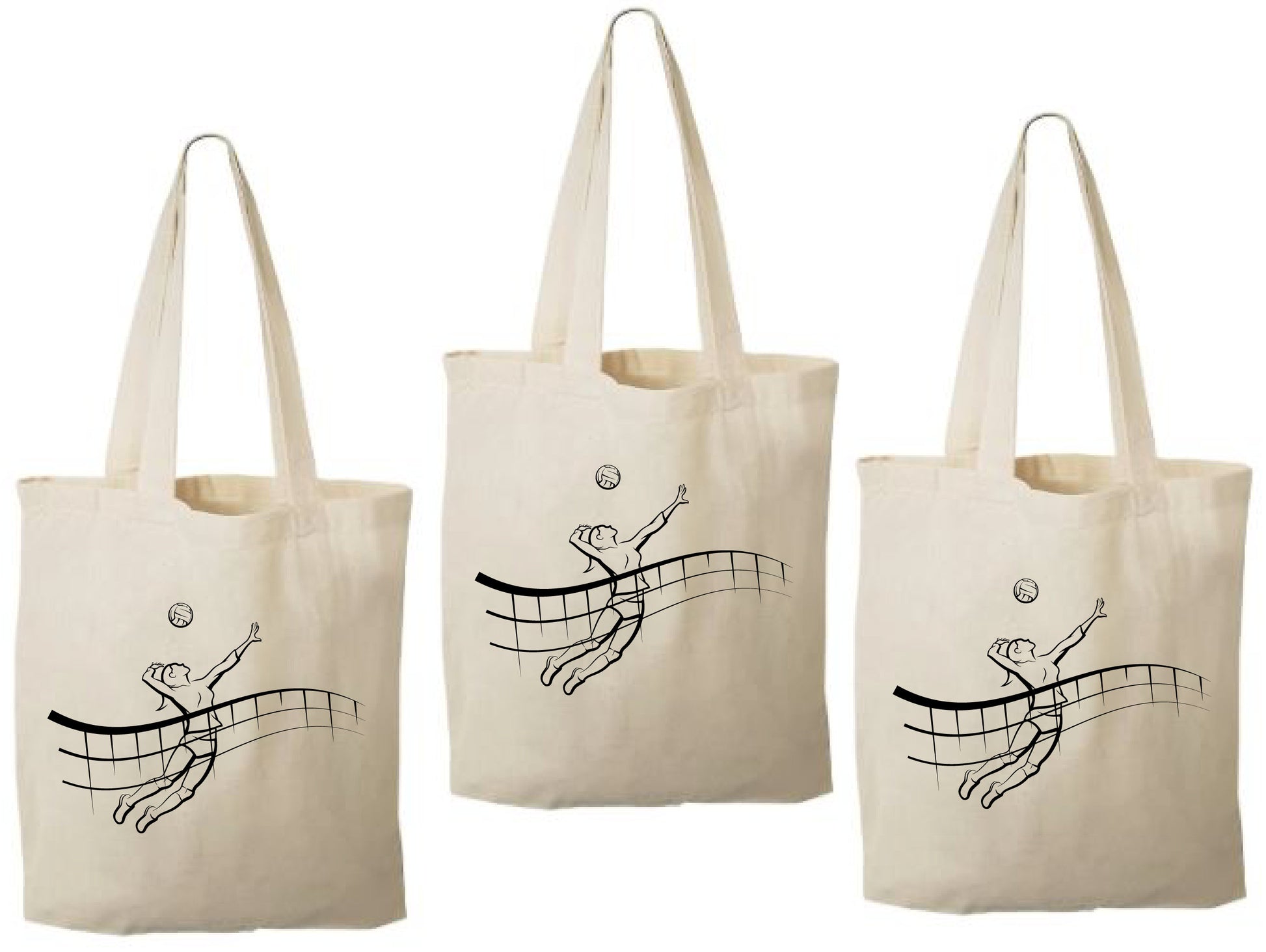 Volleyball Party Favor Bags, Set of 3, Cotton Treat Bags