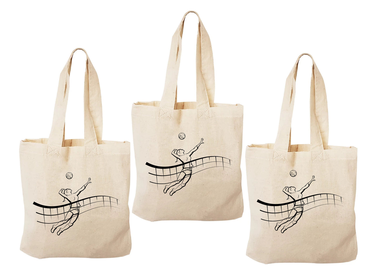 Volleyball Party Favor Bags, Set of 3, Cotton Treat Bags