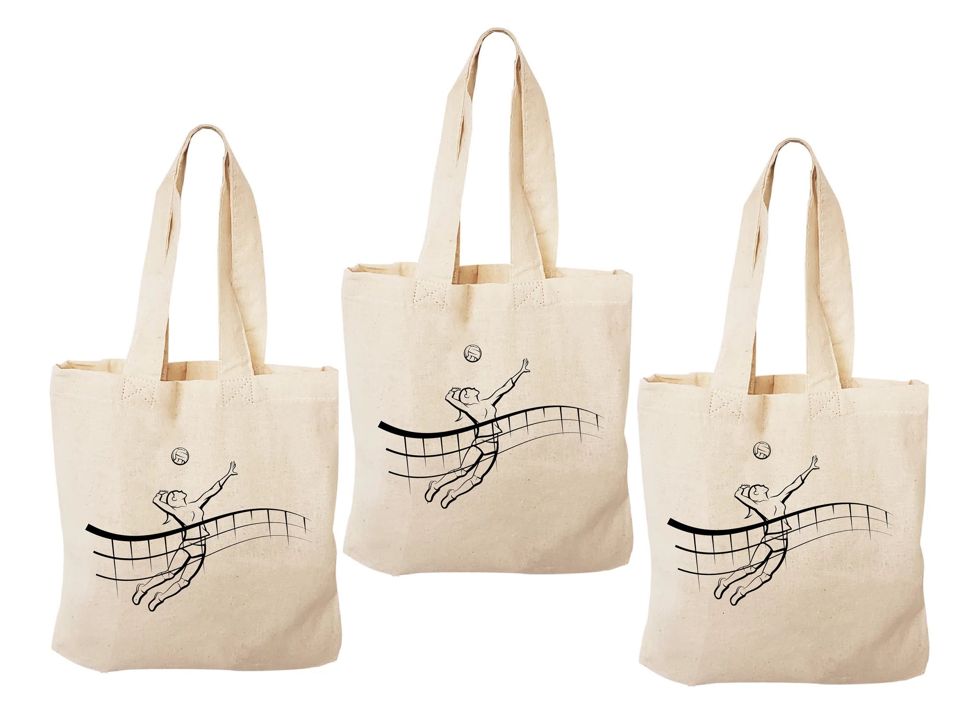 Volleyball Party Favor Bags, Set of 3, Cotton Treat Bags