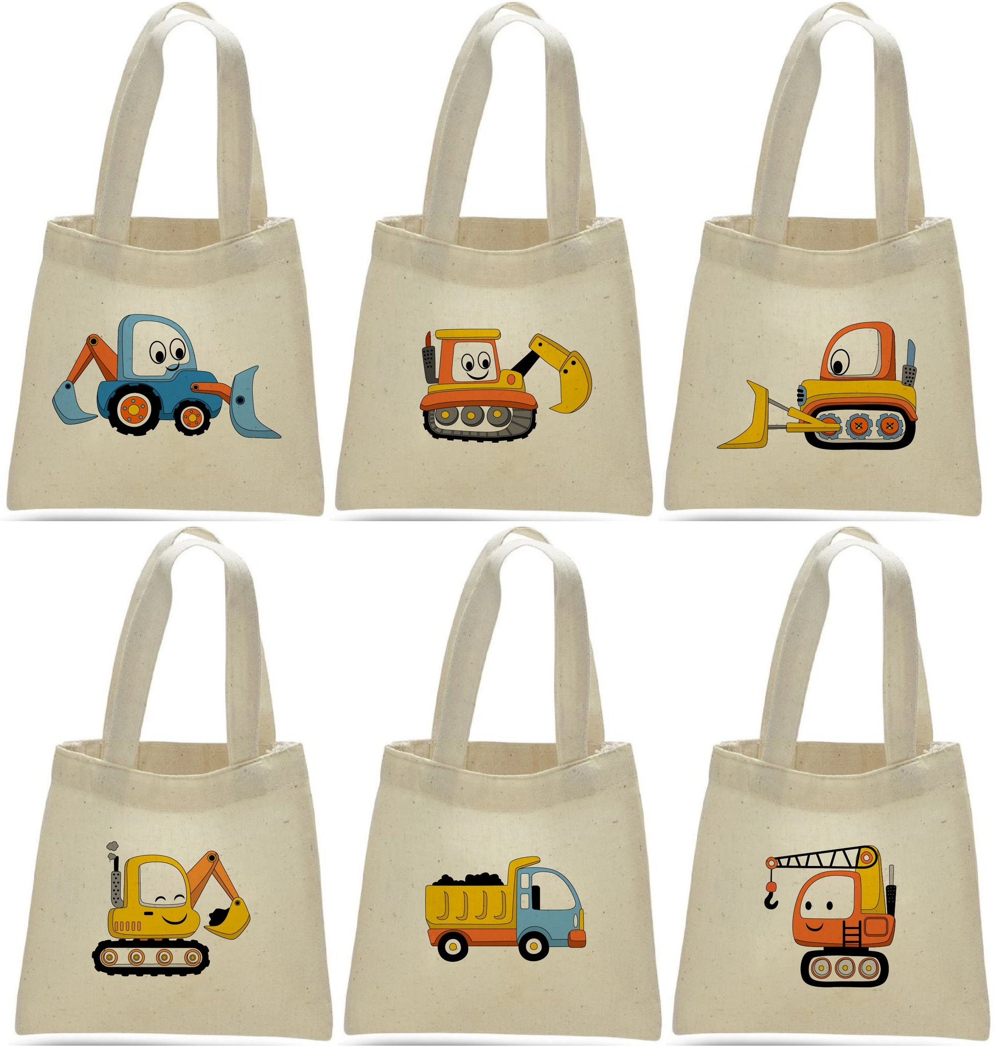 Construction Party Favor Bags - Perfect for Construction Themed Parties and Events! - Set of Six Bags