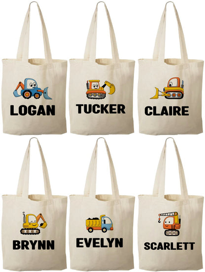 Personalized Construction Truck Party Favor Bags - Set of 6