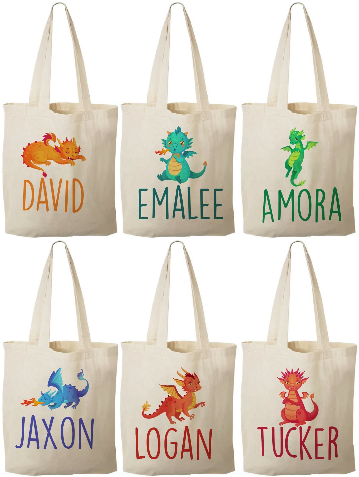 Personalized Dragon Party Favor Bags - Set of Six Bags