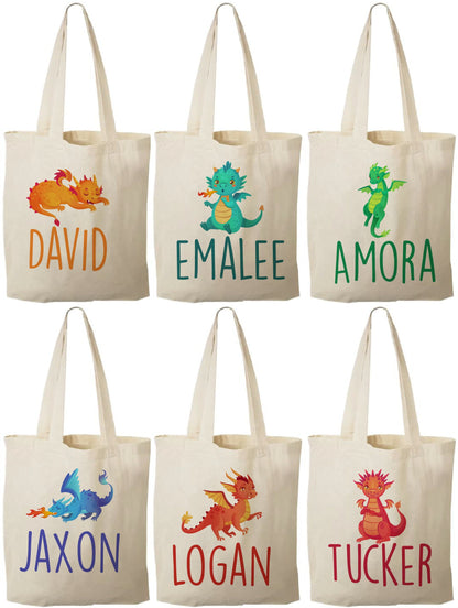 Personalized Dragon Party Favor Bags - Set of Six Bags