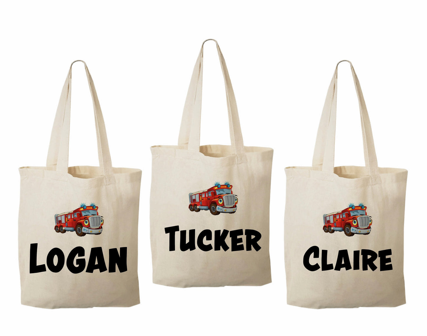 Custom Fire Truck Party Favor Bags - Set of Three Bags