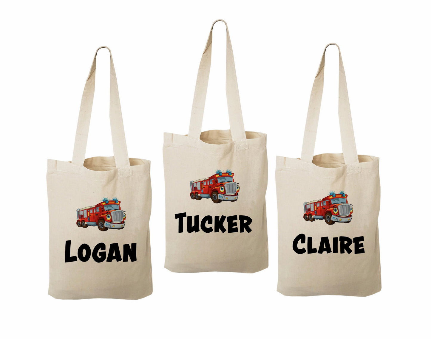 Custom Fire Truck Party Favor Bags - Set of Three Bags