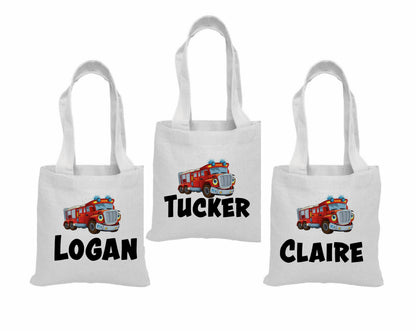 Custom Fire Truck Party Favor Bags - Set of Three Bags