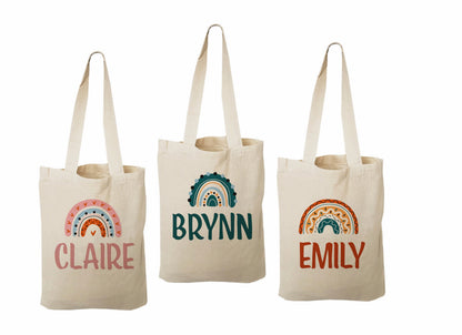 Custom Boho Rainbow Party Favor Bags - Perfect for Rainbow or Boho Themed Parties! - Set of Three Bags Personalized with Names
