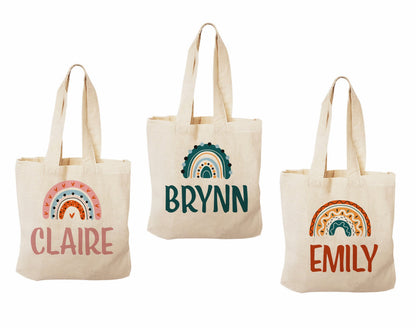 Custom Boho Rainbow Party Favor Bags - Perfect for Rainbow or Boho Themed Parties! - Set of Three Bags Personalized with Names