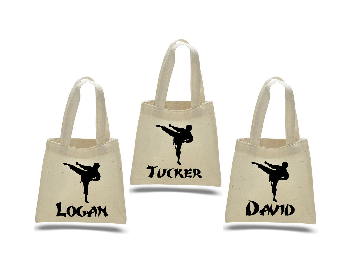 Custom Karate Party Favor Bags - Perfect for Karate Themed Parties and Events - Set of Three Bags Personalized with Names