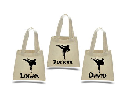 Custom Karate Party Favor Bags - Perfect for Karate Themed Parties and Events - Set of Three Bags Personalized with Names
