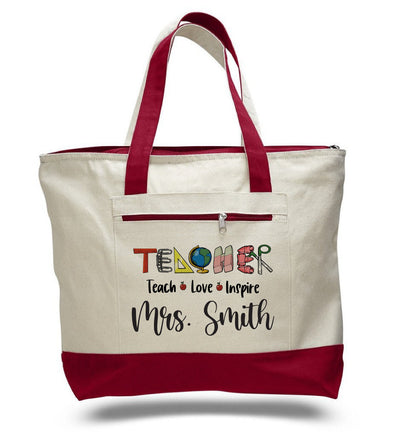 Custom Teacher Tote Bag - Personalized Teacher Gift