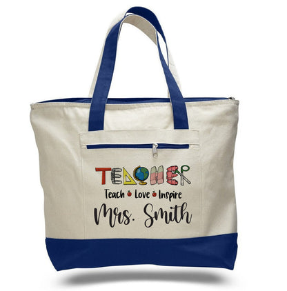 Custom Teacher Tote Bag - Personalized Teacher Gift