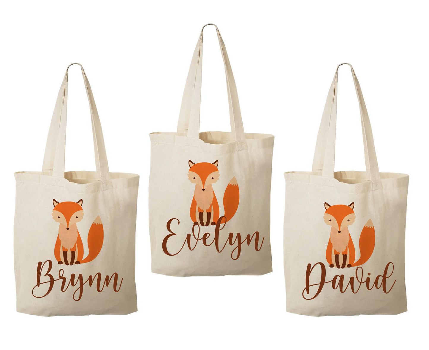 Fox Party Favor Bags, Set of 3, Cotton Goodie Bags