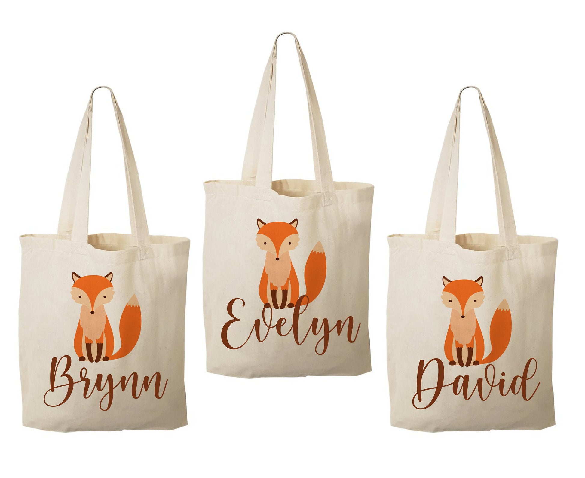 Fox Party Favor Bags, Set of 3, Cotton Goodie Bags