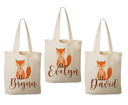 Fox Party Favor Bags, Set of 3, Cotton Goodie Bags
