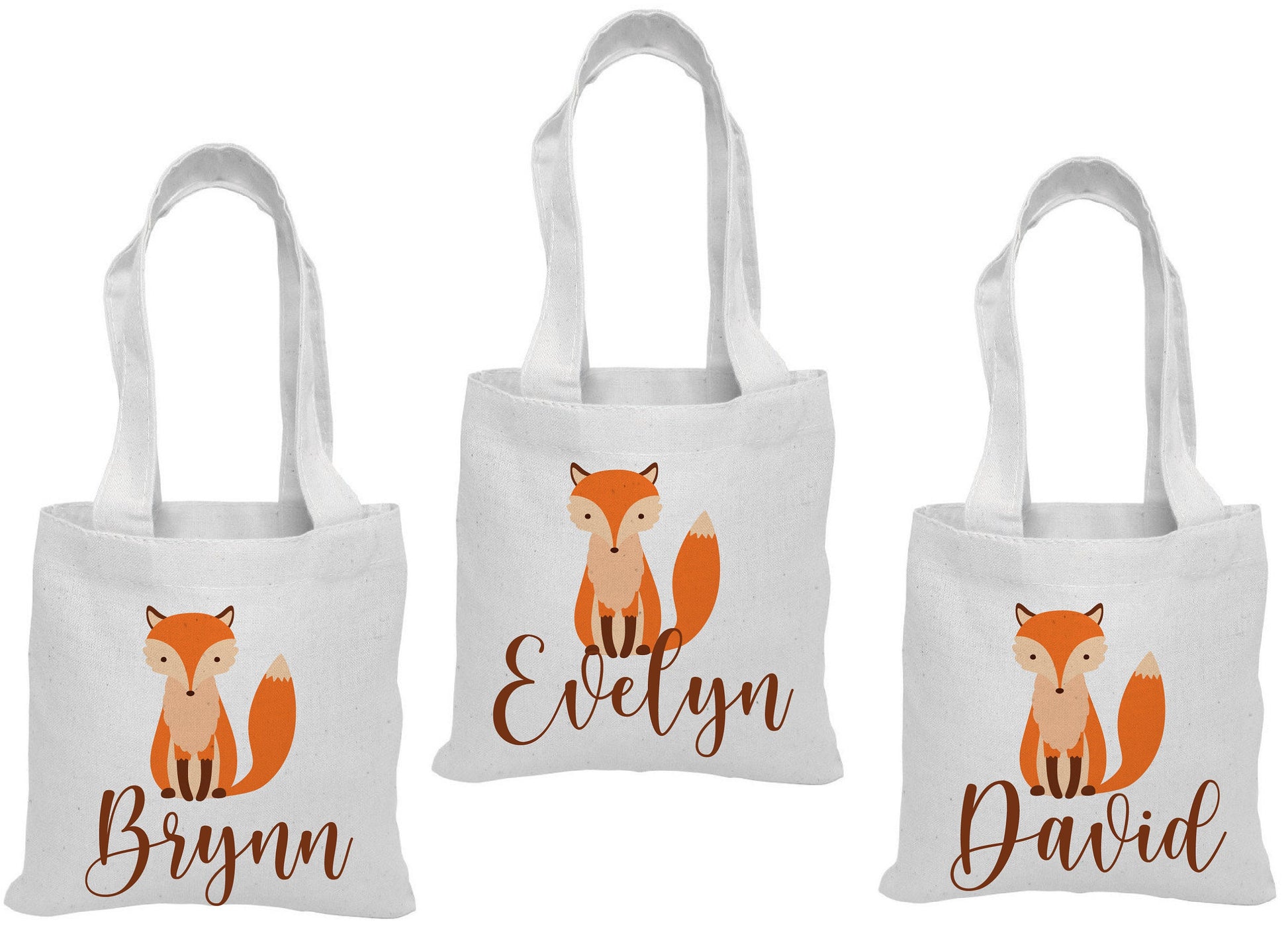 Fox Party Favor Bags, Set of 3, Cotton Goodie Bags