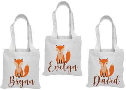 Fox Party Favor Bags, Set of 3, Cotton Goodie Bags