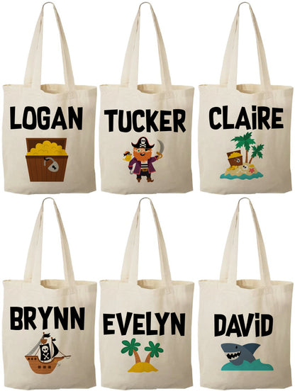 Personalized Pirate Party Favor Bags - Set of Six Bags