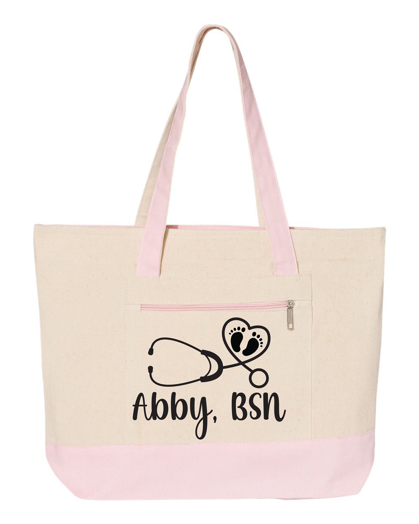 Personalized Labor and Delivery Nurse Canvas Tote Bag