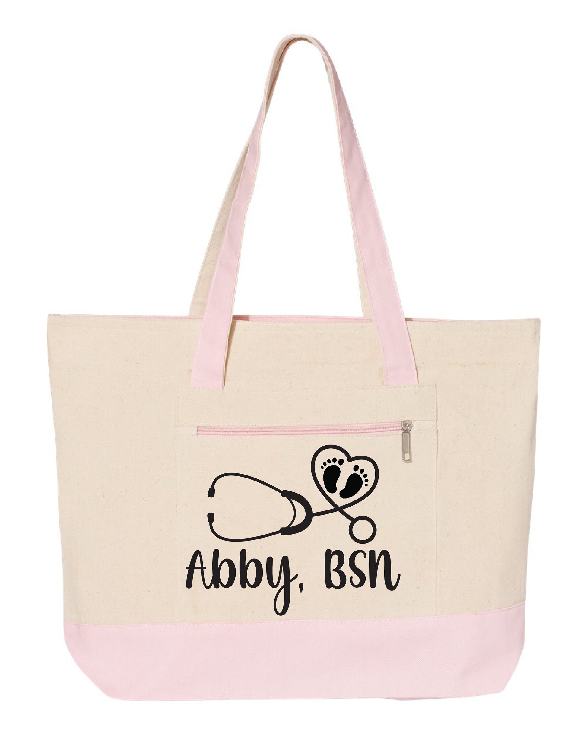 Personalized Labor and Delivery Nurse Canvas Tote Bag