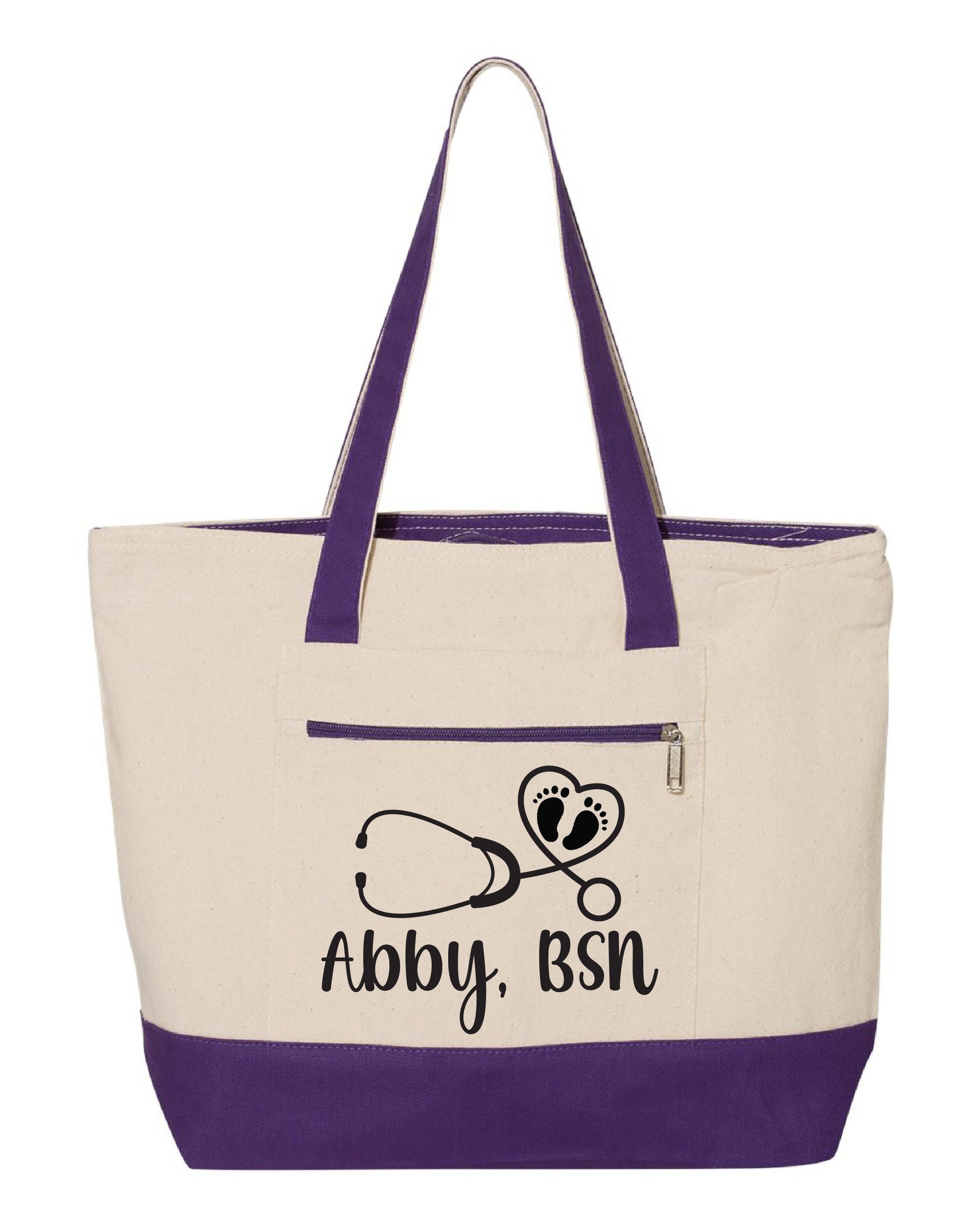 Personalized Labor and Delivery Nurse Canvas Tote Bag