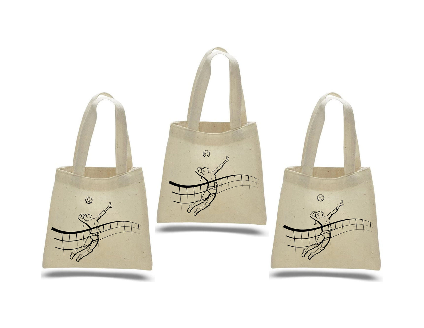 Volleyball Party Favor Bags, Set of 3, Cotton Treat Bags