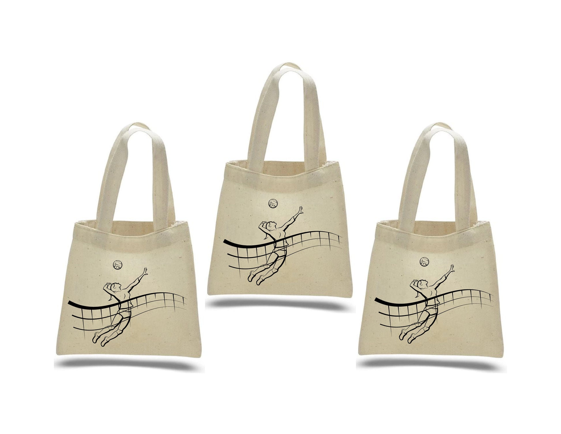 Volleyball Party Favor Bags, Set of 3, Cotton Treat Bags