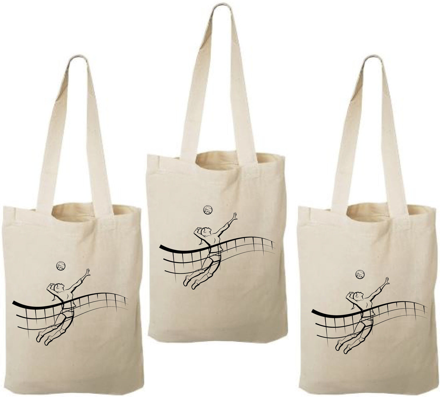 Volleyball Party Favor Bags, Set of 3, Cotton Treat Bags