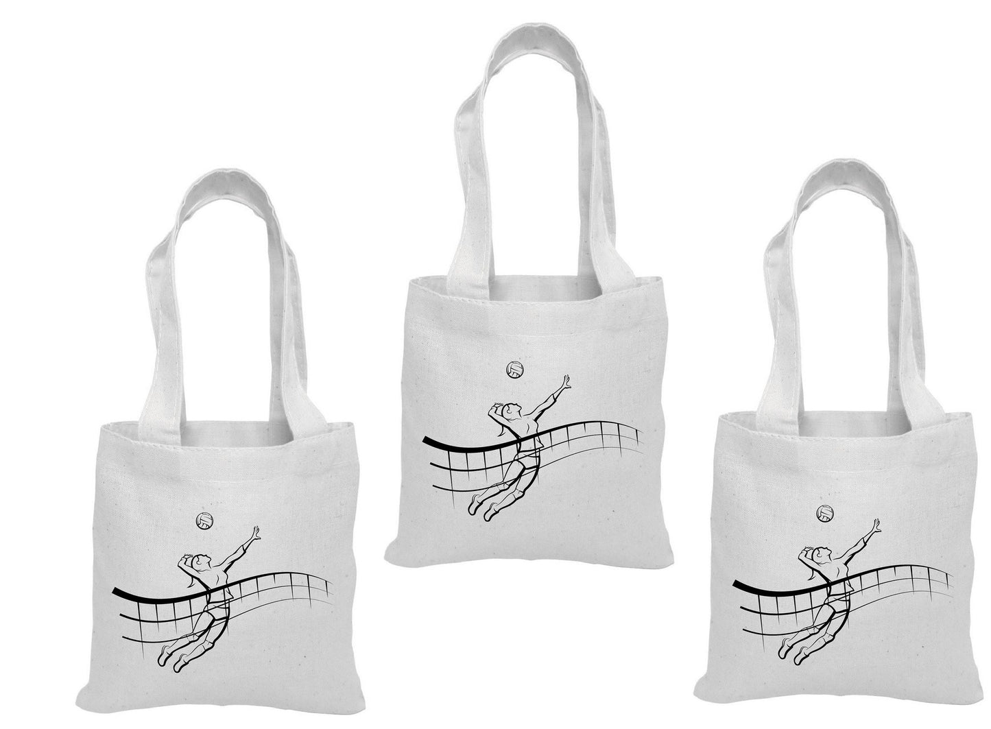 Volleyball Party Favor Bags, Set of 3, Cotton Treat Bags