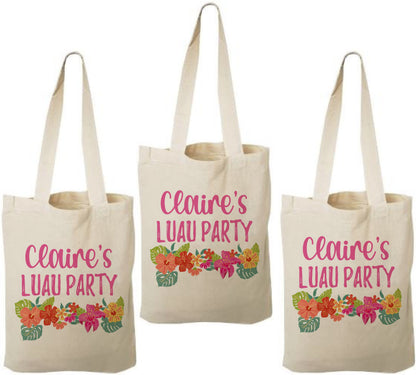 Personalized Luau Party Favor Bags - Set of Three Bags