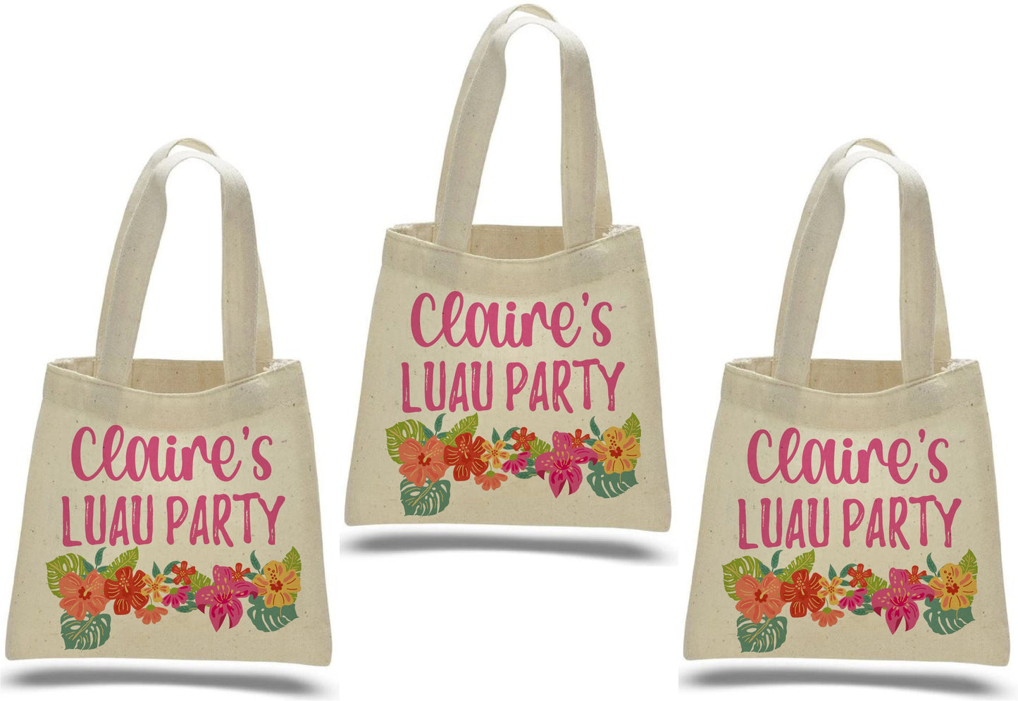 Personalized Luau Party Favor Bags - Set of Three Bags